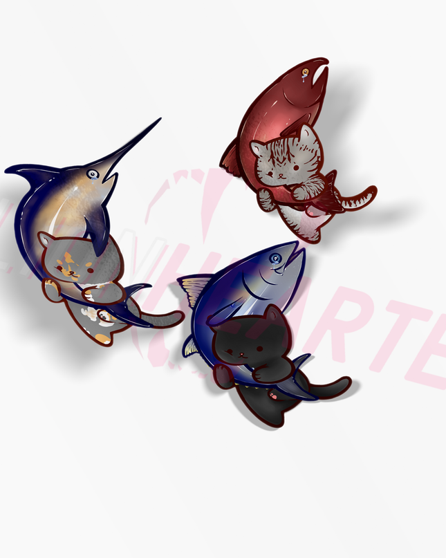 Cat Fish Thief Stickers