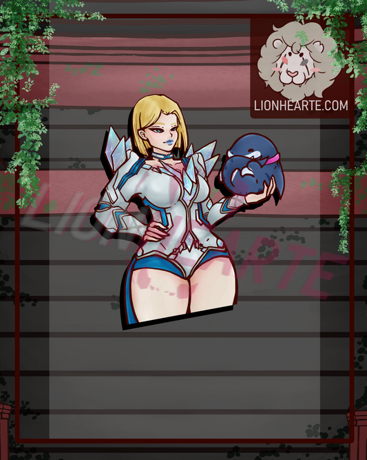 Emma Frost with eepy Jeff the Land Shark Vinyl Sticker